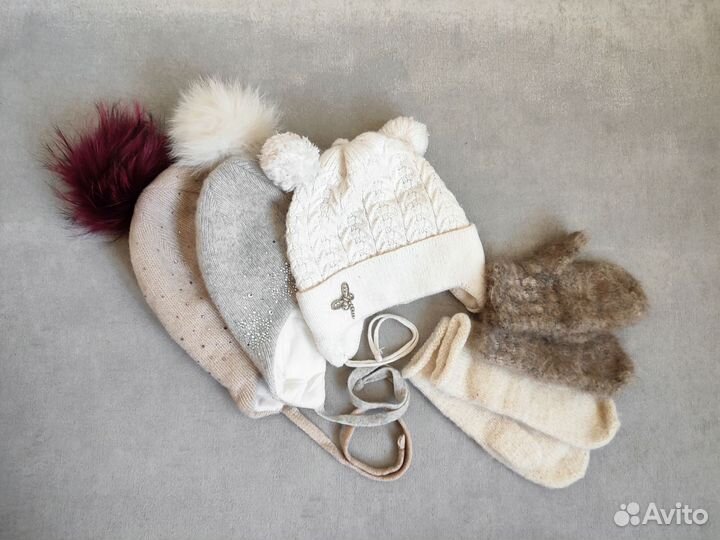 Шапка варежки зима манишка для девочки