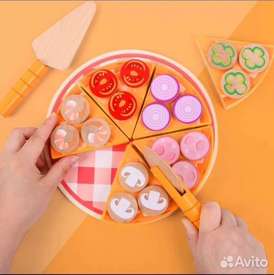 Игровой деревянный набор Пицца на липучках