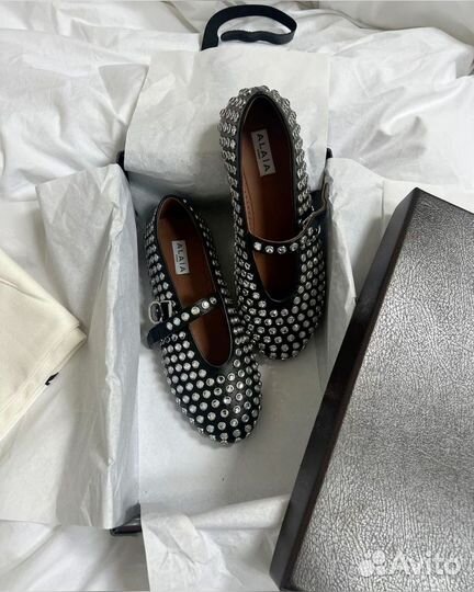 Балетки в стразах miu mui