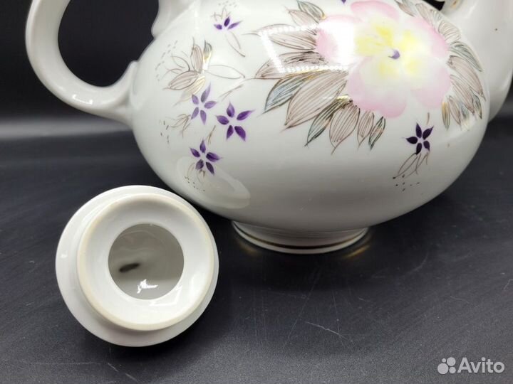 Чайник 1500 мл. роспись Цветы фарфор Сысерть