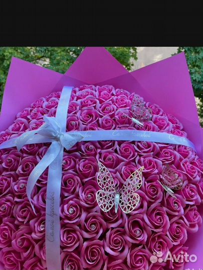 101 роза букет из мыльных роз, букет роз 101