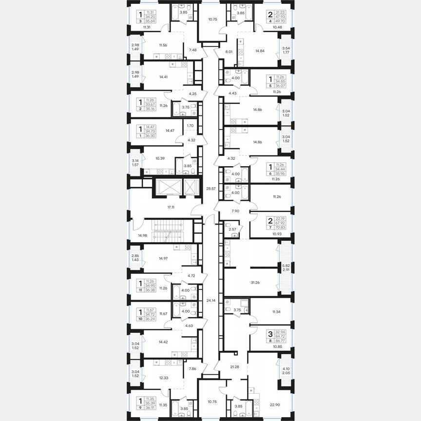3-к. квартира, 86,8 м², 2/15 эт.