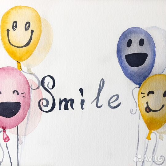 Картина Улыбка Акварелью 30х21см