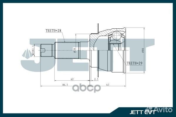 ШРУС внешний jett V41-7092 V41-7092 jett