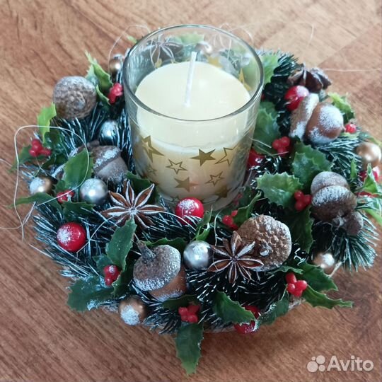 Новогодняя композиция, подсвечник