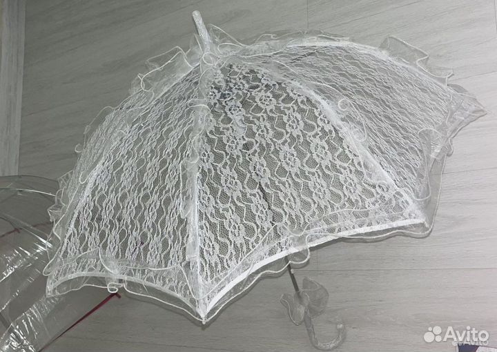 Не применяли Зонт свадебный и прозрачный зонтик