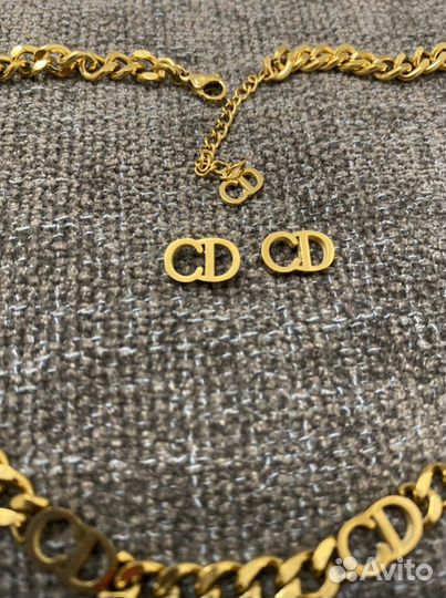 Комплект серьги и чокер Dior