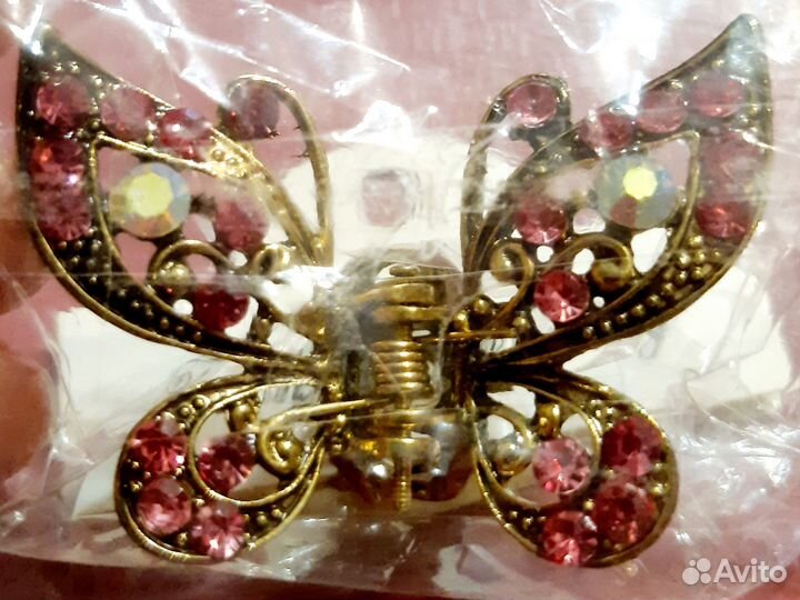 Заколка-крабик для волос Бабочка и Брошь