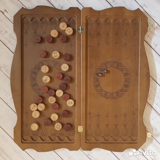 Шахматы, нарды, шашки (3 в 1) резные Ивановские, б