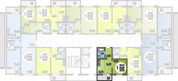 Квартира-студия, 27,8 м², 10/18 эт.