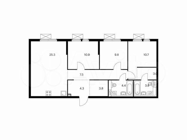 3-к. квартира, 83,5 м², 15/15 эт.