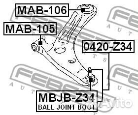 Сайлентблок рычага mitsubishi lancer 00-09/outland