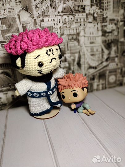Авторская вязаная интерьерная игрушка Сукуна