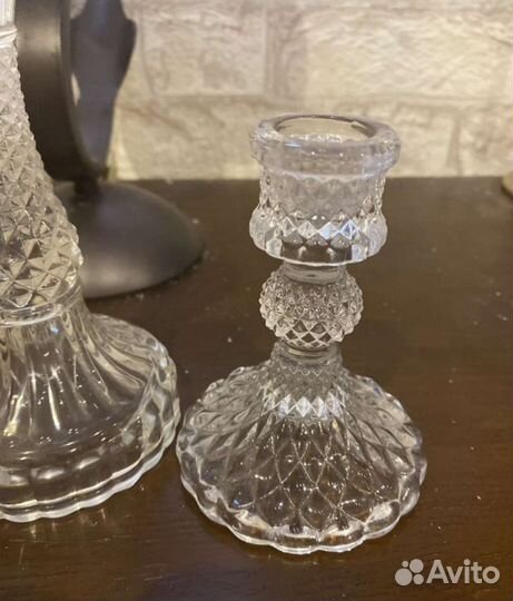 Подсвечники, пресс-стекло, цветное, винтаж