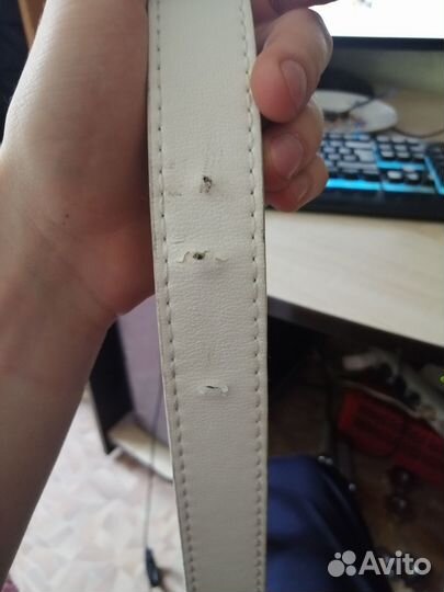 Ремень белый дермантин
