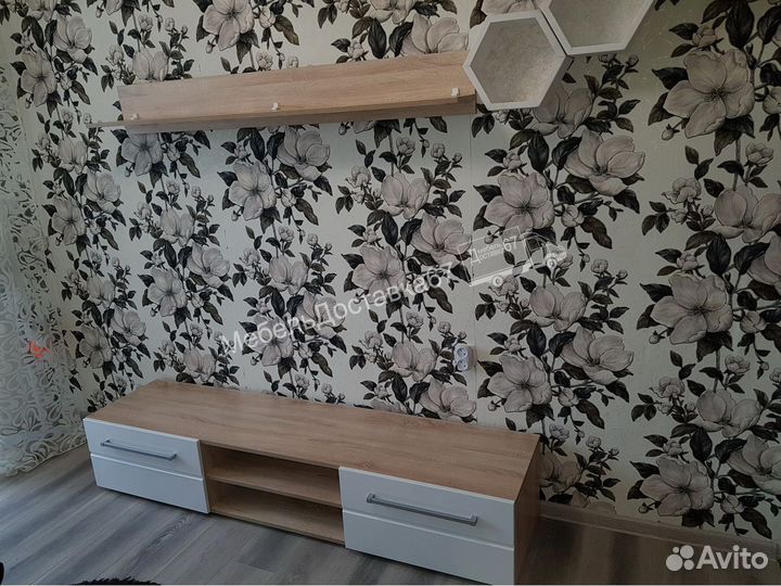 Тумба с полкой (1,8м) глянец Белый/Сонома