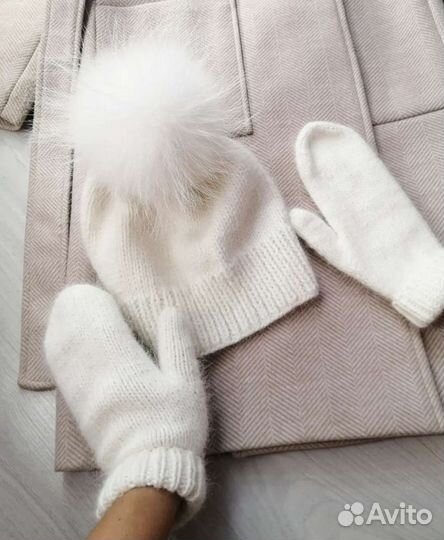 Комплект шапка шарф из пуха норки