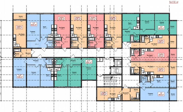 2-к. квартира, 60,7 м², 5/12 эт.