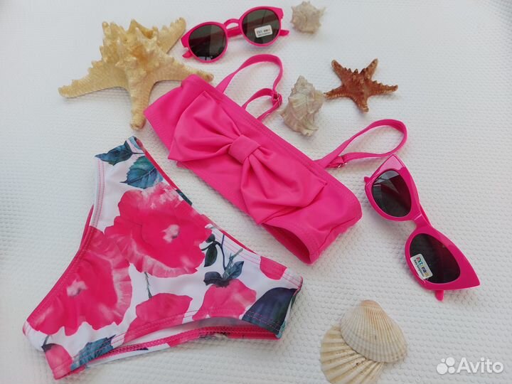 Купальник новый детский для девочки+ очки(набор)