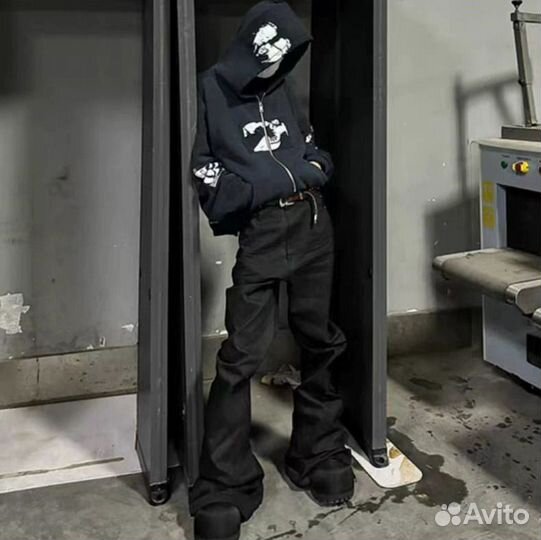 Джинсы Rick Owens type черные клёш