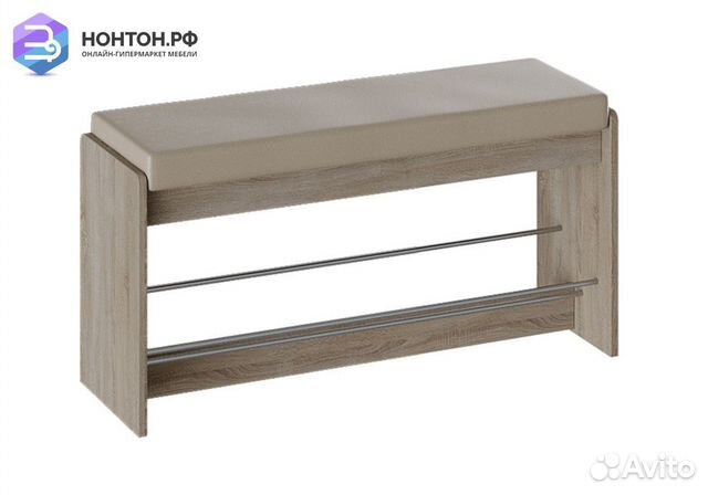 Тумба для обуви Тайм 2 дуб сонома трюфель / кожзам