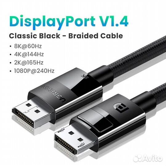 Кабель Ugreen DisplayPort 1.4 8K 2M