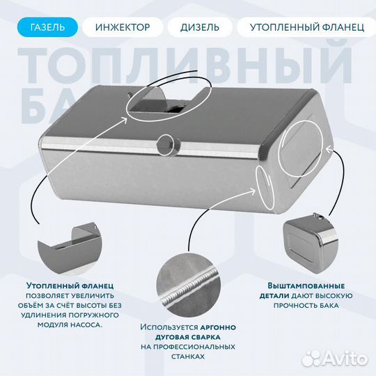 Топливный бак Газель 170 литров инжектор / дизель