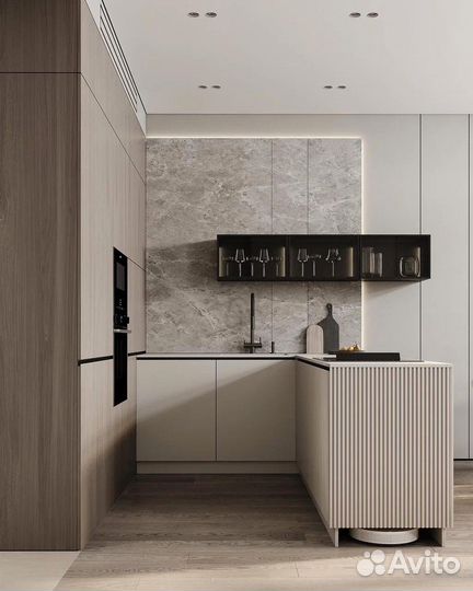 Кухня с барной стойкой