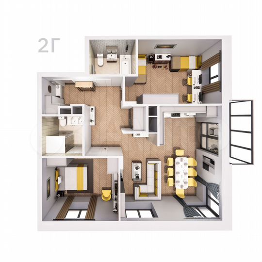 2-к. квартира, 82,7 м², 12/25 эт.