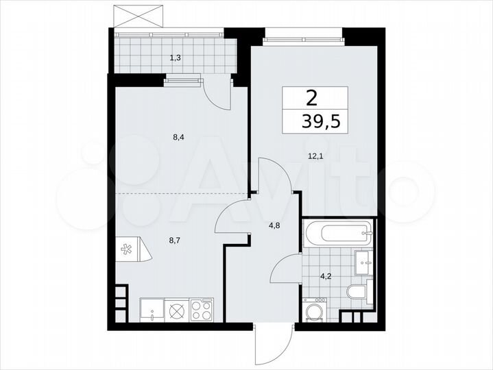 2-к. квартира, 39,5 м², 5/17 эт.