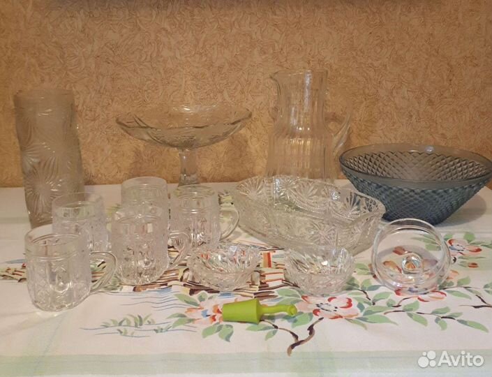 Ваза,салатница кружки графин бокалы стекло СССР