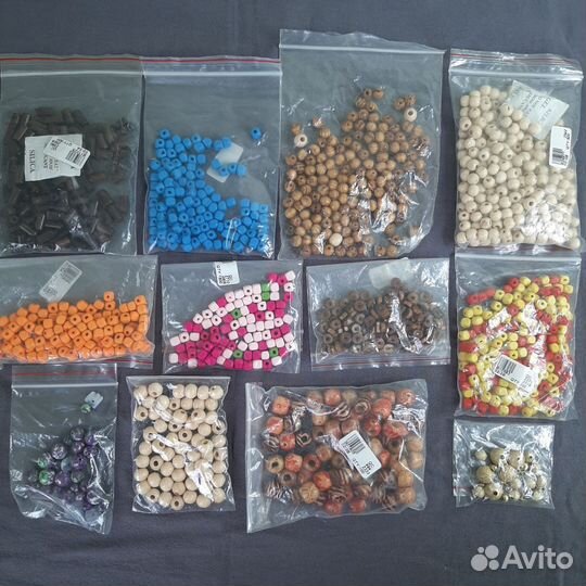 Деревянные бусины для рукоделия набор