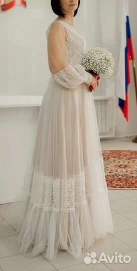 Свадебное платье 46 48 бу