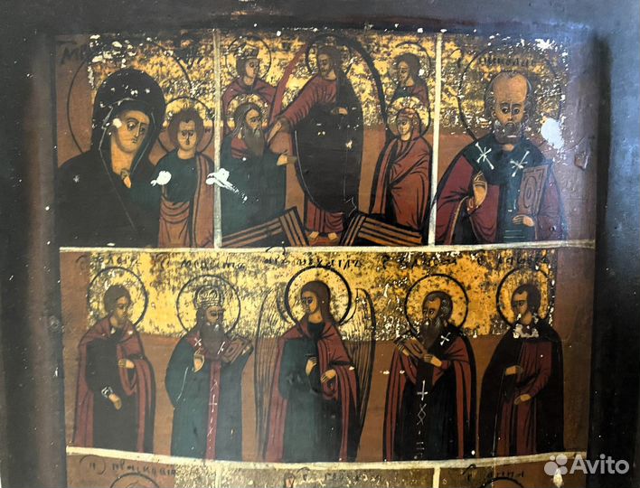Икона избранные святые семичастная частник 19 век