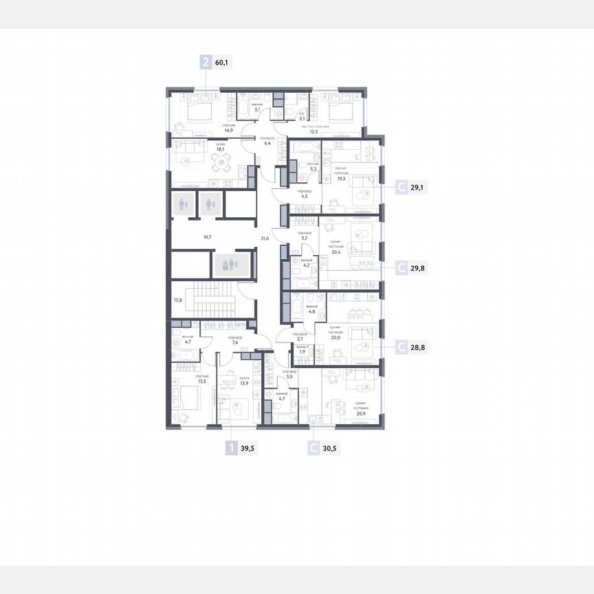 Квартира-студия, 30,5 м², 6/25 эт.