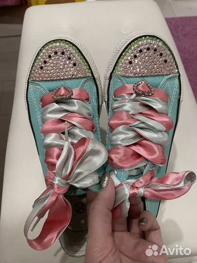 Кеды Для девочек со стразами р.35