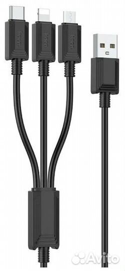 Кабель 3в1 Hoco X74 to Micro+Type-C+Lightning 1 м