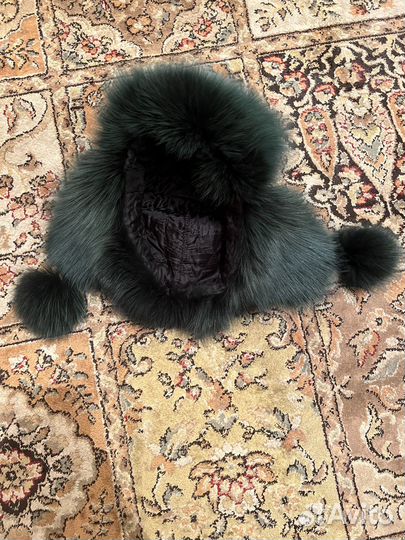 Шапка кожаная зимняя женская зеленая р-р 56