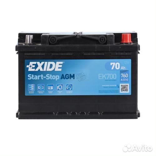 Аккумулятор Exide AGM Start-Stop EK700 70 Ач