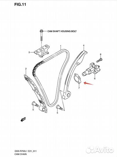 Suzuki Прокладка натяжителя цепи GSX-R600/750