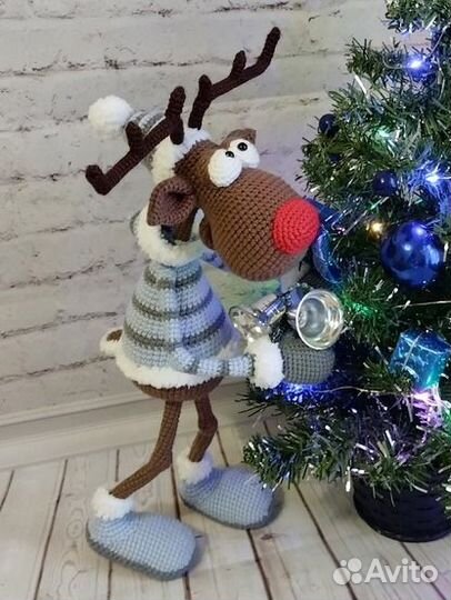Новогодний олень, игрушка ручной работы