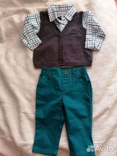 Рубашки и костюм на мальчика 3-6мес,12-18 мес