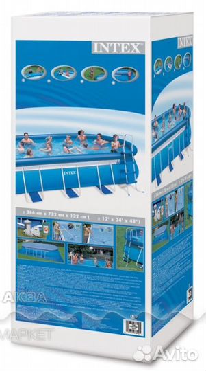 Бассейн intex овальный 853х366х122,объем: 24.3 куб