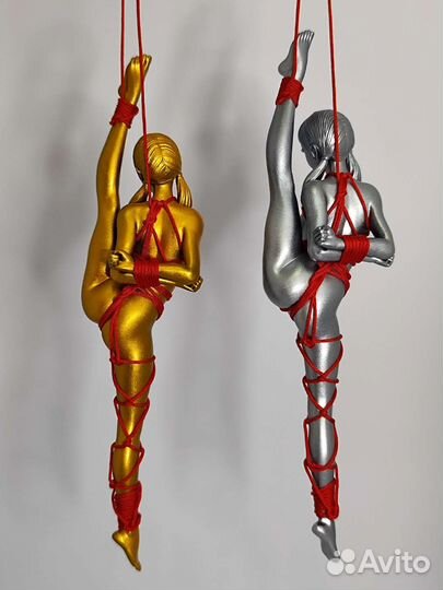 Фигурка девушки шибари золото и серебро