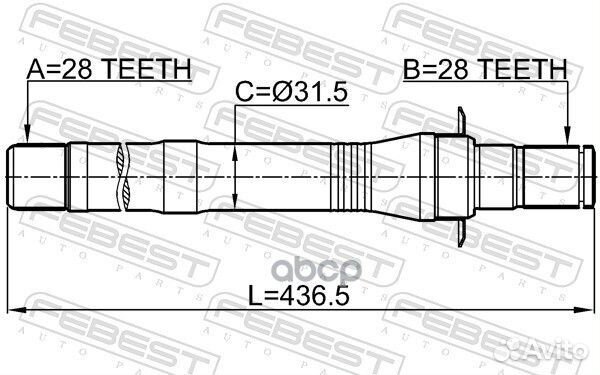 Полуось правая 28X436.8X28 hyundai santa FE 12