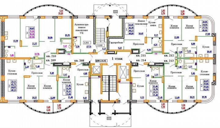 2-к. квартира, 62,3 м², 1/11 эт.
