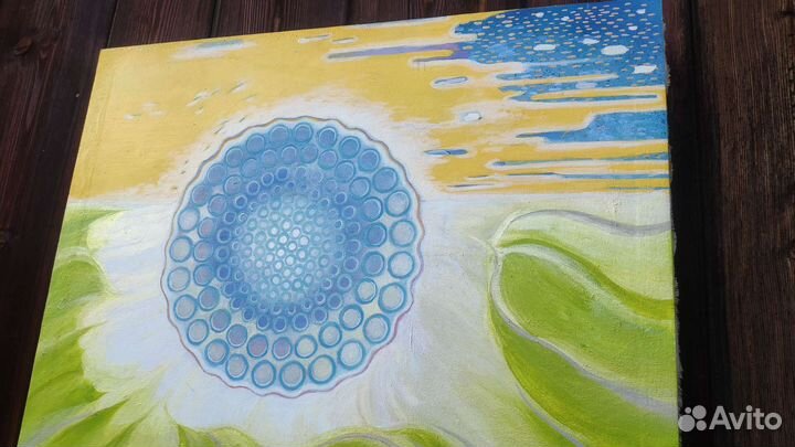 Картина маслом Абстракция живопись жёлтый зелёный