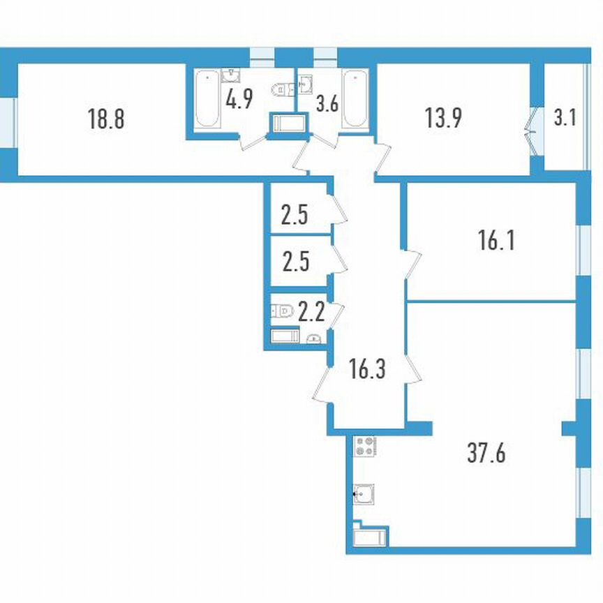 3-к. квартира, 120 м², 19/19 эт.