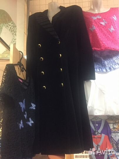 Пальто плащ велюровый