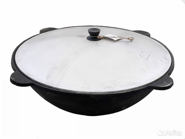 Казан 22л чугунный узбекский круглое дно, с крышко